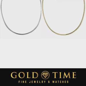 Video of white gold and yellow gold domed omega necklaces