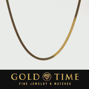 Video of a 14k yellow gold flat herringbone chain