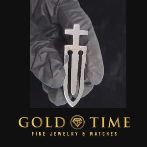 Video of the sterling silver cross bookmark engraved with a name